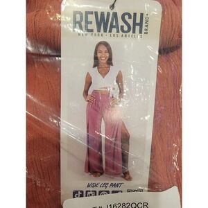 REWASH Smocked Wrap Wide Leg Pants Salmon Color XS Boho Gypsy Beach Vacation NEW